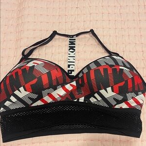 PINK Victoria's Secret Black and Red Graphic Bralette